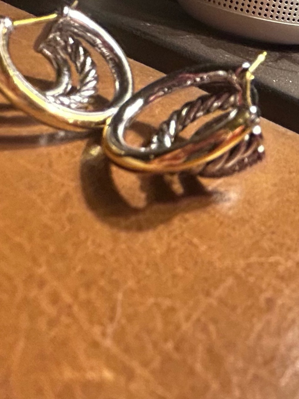 David Yurman Pave and 925/750 Three Cable  Hoop Earrings - Picture 6 of 8